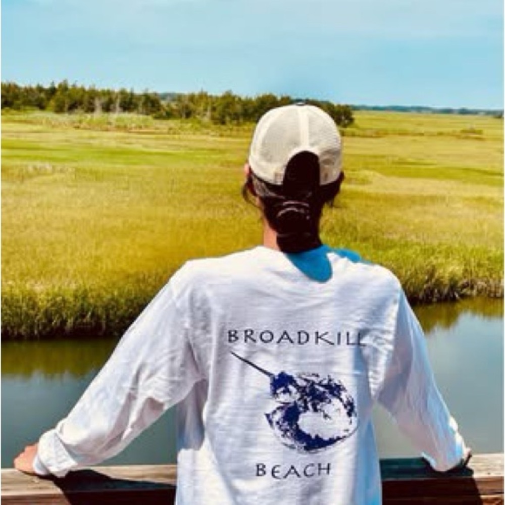 Custom White Broadkill Beach Long Sleeve Shirt